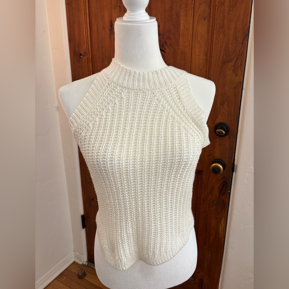 Cream crochet knit top
